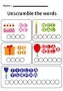 unscramble the words. educational activity for children, preschool kids. Royalty Free Stock Photo
