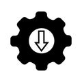 Cost Reduction Icon: Gear with Downward Arrow for Financial Optimization Royalty Free Stock Photo