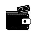 cash payment icon wallet with dollar bill sticking out Royalty Free Stock Photo