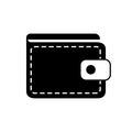 black stitched wallet icon with snap button for secure finance Royalty Free Stock Photo