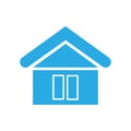 Simple blue house building icon Royalty Free Stock Photo