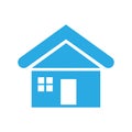 Simple Blue House Icon with Square Window Royalty Free Stock Photo