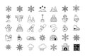 winter season snow holiday icon set line style Royalty Free Stock Photo
