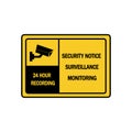 Security Notice Surveillance Monitoring 24 Hour Recording Sign Vector Royalty Free Stock Photo