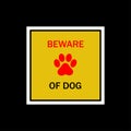 Beware of Dog Warning Sign with Paw Print Icon Royalty Free Stock Photo