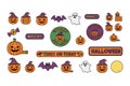 Cute Halloween Cartoon Vector Icon Set with Spooky Elements Royalty Free Stock Photo