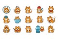 Cute Cartoon Ginger Cat Characters Collection Royalty Free Stock Photo