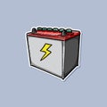 Illustration of a car battery on a light blue background. Royalty Free Stock Photo