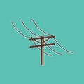 Illustration of a utility pole on a teal background. Royalty Free Stock Photo