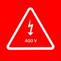 High Voltage 400V Electrical Hazard Warning Sign Royalty Free Stock Photo