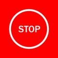 Red Stop Sign Symbol with White Text Royalty Free Stock Photo