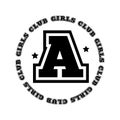 Girls Club Letter A Varsity Emblem Logo Royalty Free Stock Photo