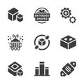3D Modeling, CAD, and Manufacturing Process Vector Icons Set Royalty Free Stock Photo