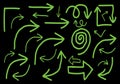 Hand-drawn green arrows vector illustration set in a seamless pattern design Royalty Free Stock Photo