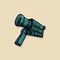 green hand held film vintage old 8mm movie camera illustration hand drawn isolated on cream background Royalty Free Stock Photo