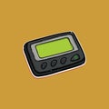 Pocket digital pager or a beeper device isolated in orange background, One way pagers can only receive messages Royalty Free Stock Photo