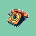 Vintage Rotary Telephone Illustration on Green Background With Retro Charm and Playful Style Royalty Free Stock Photo