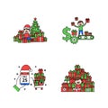 Christmas Holiday Shopping and Gift Concepts Illustration Set Royalty Free Stock Photo