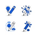 Creative Technology and Innovation Concepts with Pencil Icons Royalty Free Stock Photo