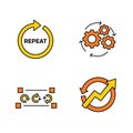 Business Process, Growth, and Repetition Icons Set Royalty Free Stock Photo