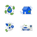 Green Energy and Sustainable Solutions Line Icons Set Royalty Free Stock Photo