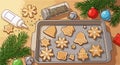 Gingerbread Cookies on Baking Tray â Holiday Warmth for Merry Christmas Royalty Free Stock Photo