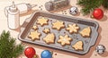 Christmas Cookie Baking Pan â Joy and Peace for Merry Christmas Royalty Free Stock Photo