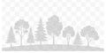 A vector illustration of a cold winter forest landscape with snowy trees and a winding road under a white sky Royalty Free Stock Photo