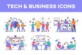 Illustration set with tech and business icons Royalty Free Stock Photo
