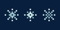 Pixel style snowflake icons set in retro design. For winter holiday, Christmas and New Year designs, games, mobile and web apps Royalty Free Stock Photo