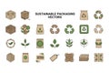 Sustainable packaging vector icons displayed in a grid Royalty Free Stock Photo