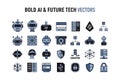 A collection of futuristic technology vector icons Royalty Free Stock Photo