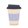 Vector illustration of a takeaway coffee cup in flat style. Ideal for cafe, coffee shop branding, menu designs Royalty Free Stock Photo