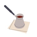 Flat illustration coffee cezve. Turkish coffee pot. Traditional coffee brewing utensil for cafe menu, coffee shop, packaging Royalty Free Stock Photo