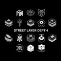 Street Layer Depth Icons Set Royalty Free Stock Photo