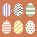 Set decorative Easter eggs with simple geometric patterns in soft pastel colors Royalty Free Stock Photo