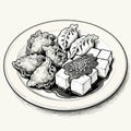 illustration of typical Sundanese food, batagor Bandung Royalty Free Stock Photo