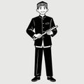 Illustration of a Sundanese man holding a flute Royalty Free Stock Photo