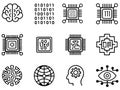 Icons depict technology and artificial intelligence concepts Royalty Free Stock Photo