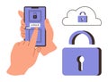 Mobile Access and Security with Cloud and Padlock Elements Highlighting Digital Protection Royalty Free Stock Photo