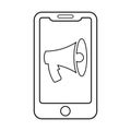 Mobile Advertising Icon Line Vector graphics Royalty Free Stock Photo
