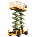 Mobile aerial work platform - Yellow scissor hydraulic self propelled lift on a white. 3D illustration