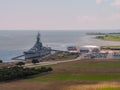 Aerial image USS ALABAMA Battleship Memorial Park Royalty Free Stock Photo