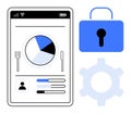 Mobile Analytics Dashboard with Pie Chart, User Stats, and Security Elements Highlighting Data Privacy Royalty Free Stock Photo