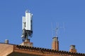 Mobile antenna in the roof of a building Royalty Free Stock Photo