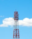 Mobile antenna tower with blue sky background Royalty Free Stock Photo