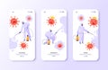 Corona virus fight concept for mobile app page screens recruitment.