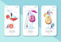 Template for mobile app page with flat people characters preparing delicious summer cocktails.