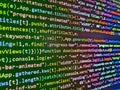 Mobile app building. Developing HTML and technology. CSS, JavaScript and HTML usage. Displaying program code on computer. Script Royalty Free Stock Photo