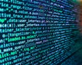 Mobile app building. Javascript functions, variables, objects. Modern web network and internet telecommunication technology. Royalty Free Stock Photo